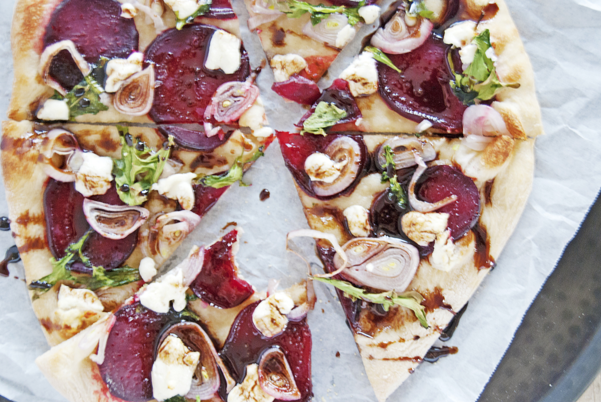 Goat Cheese, Shallots, and Roasted Beet Pizza The Charming Detroiter