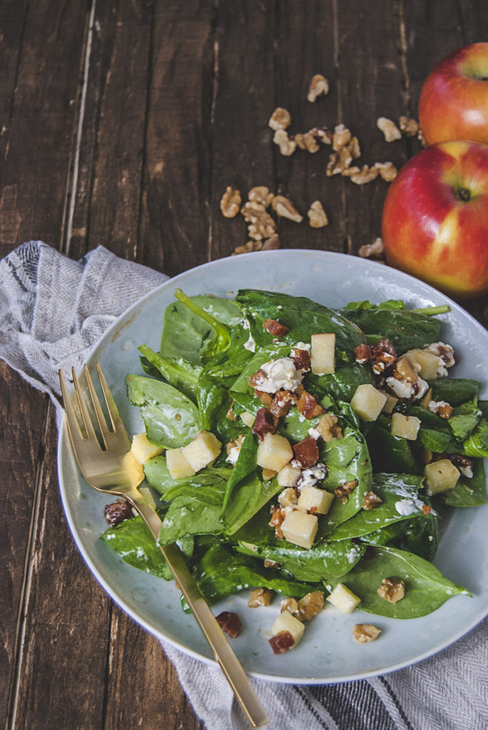 Spinach Pancetta Salad with Goat Cheese - The Charming Detroiter