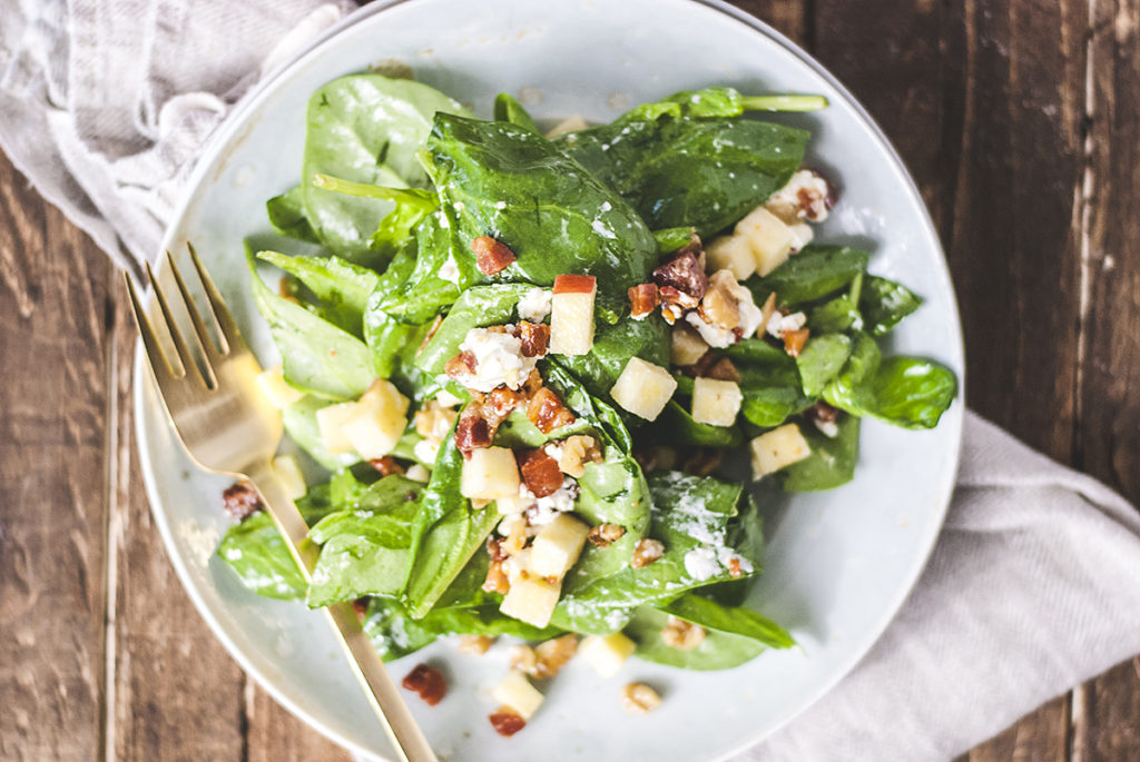 Spinach Pancetta Salad with Goat Cheese - The Charming Detroiter