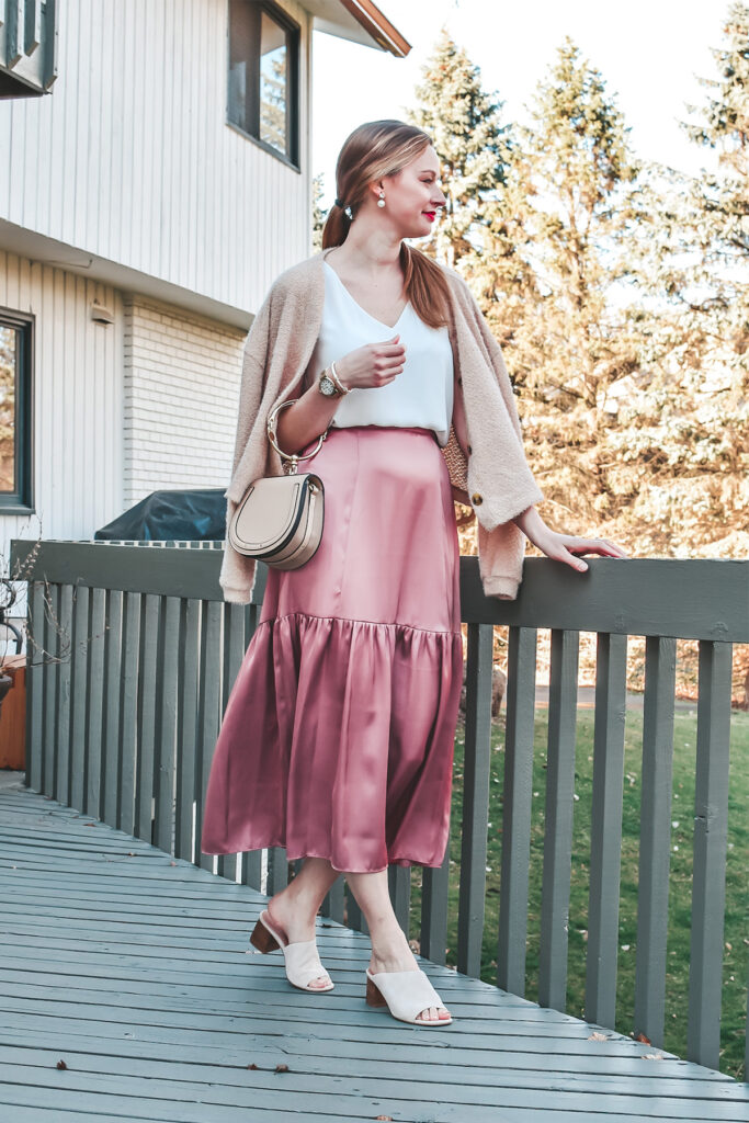 A Pink Midi Skirt Outfit - The Charming ...