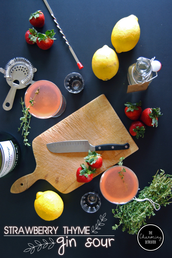 Strawberry Thyme Gin Sour | The Charming Detroiter