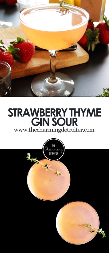 Strawberry Thyme Gin Sours: A fresh take on a classic gin sour, featuring thyme simple syrup and fresh strawberries!