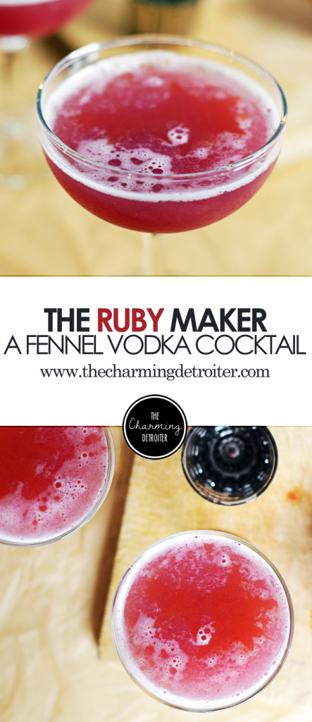The Ruby Maker: A beautifully rich cocktail featuring homemade fennel vodka and blood orange juice.