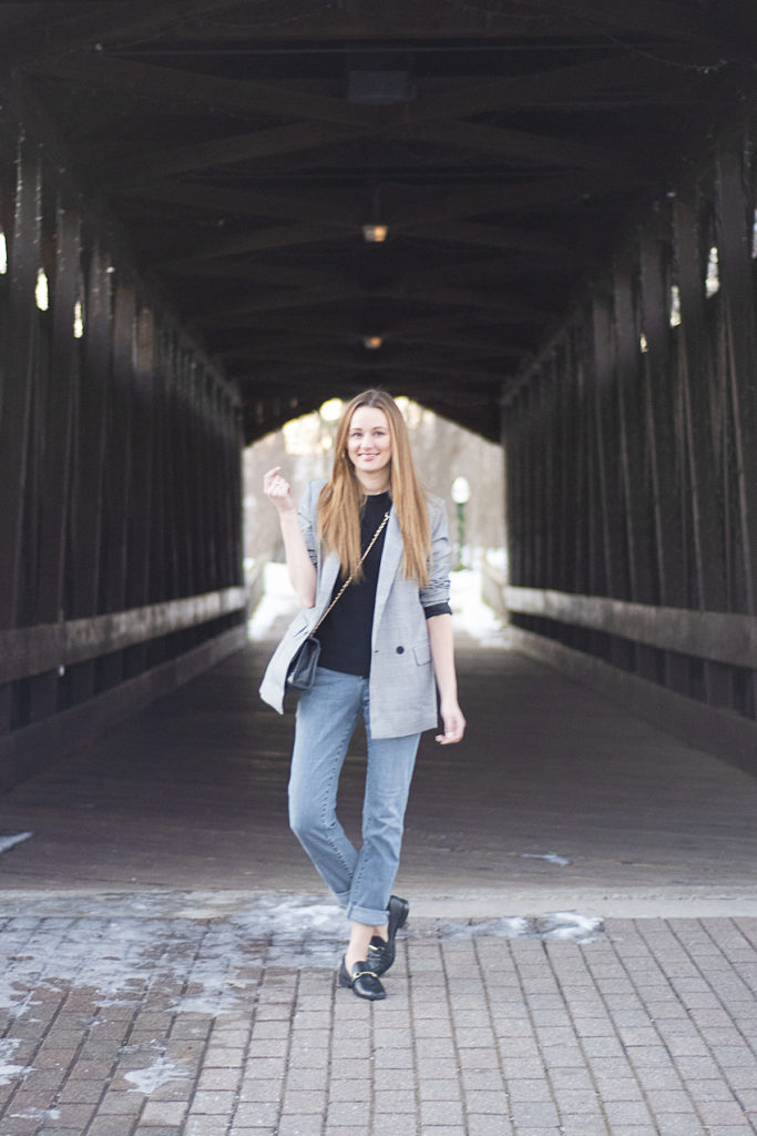 Gray Plaid Blazer Boyfriend Jeans The Charming Detroiter