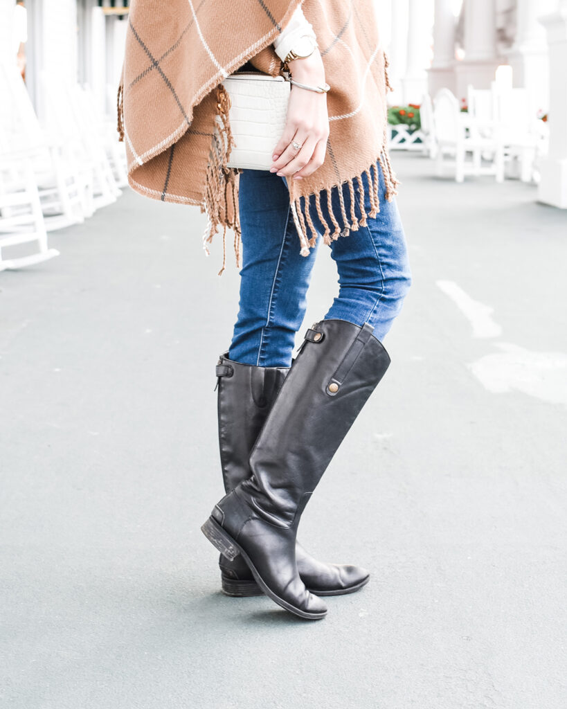 This fall plaid poncho look is just perfect for the autumn! I paired it with jeans and some of my favorite boots for a casual fall look here!